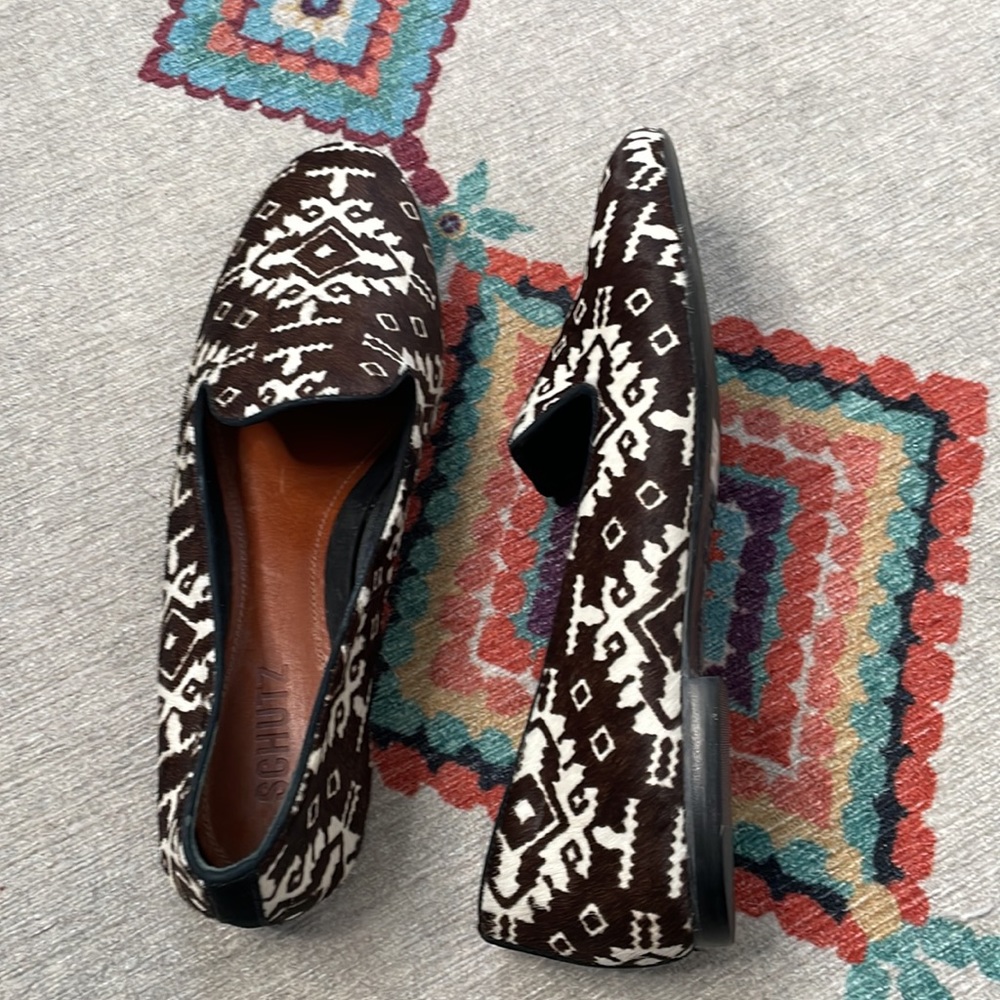 NWOB Schutz Navajo Print Calf Hair Loafers